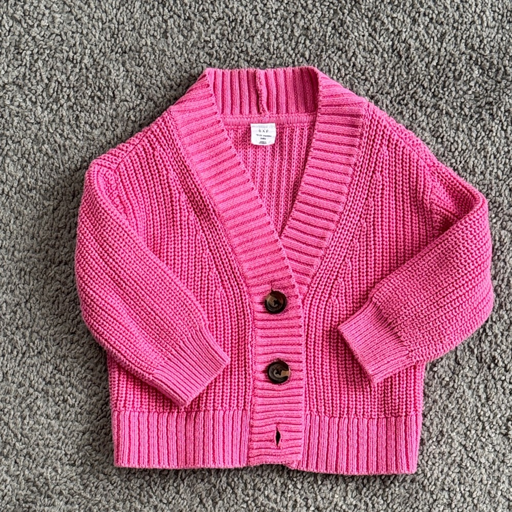 GAP Bright Pink Kids Cardigan Sweater - 18-24 Months
